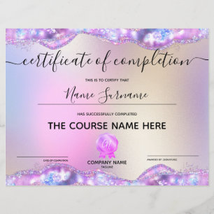 Certificate of Completion Award Course Completion