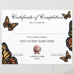 Certificate of Completion Award Course Completion