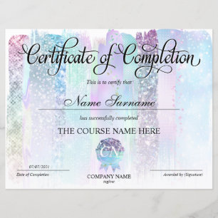 Certificate of Completion Award Course Completion