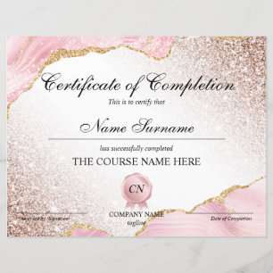 Certificate of Completion Award Course Completion