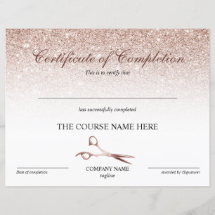 Certificate of Completion Award Hair Stylist
