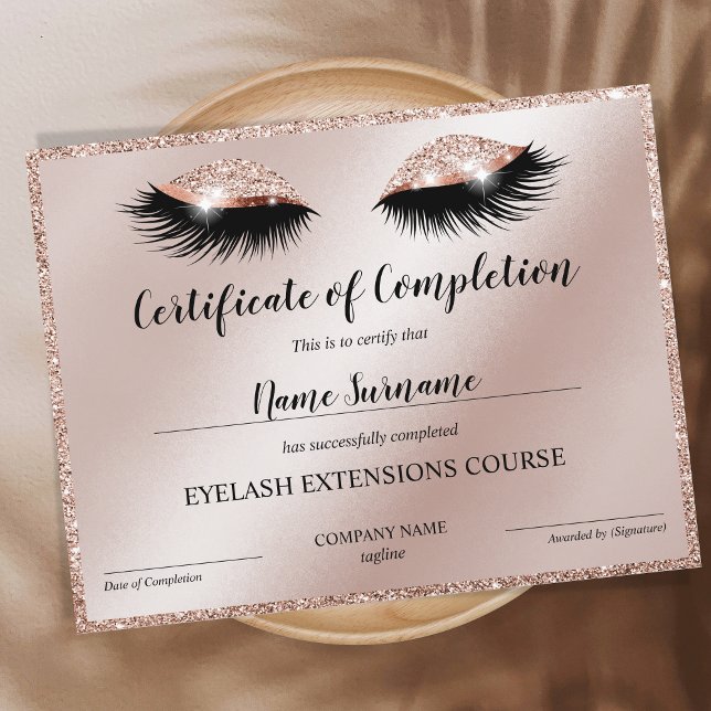 Certificate of Completion Award lashes Course (Creator Uploaded)
