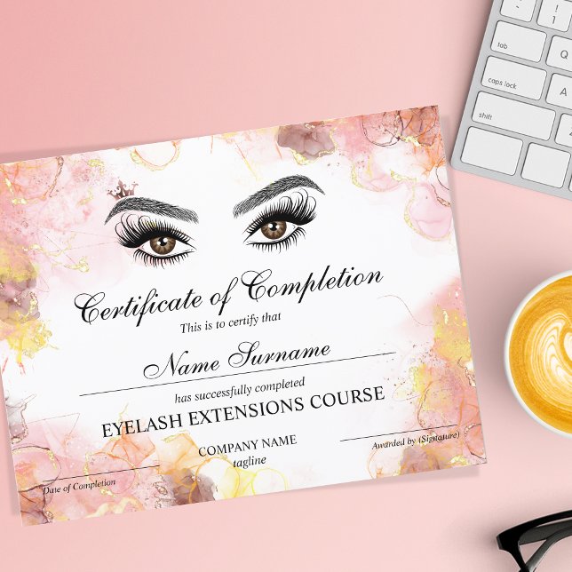 Certificate of Completion Award lashes Course (Creator Uploaded)