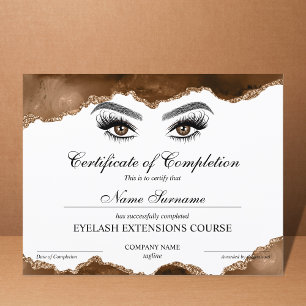 Certificate of Completion Award lashes Course