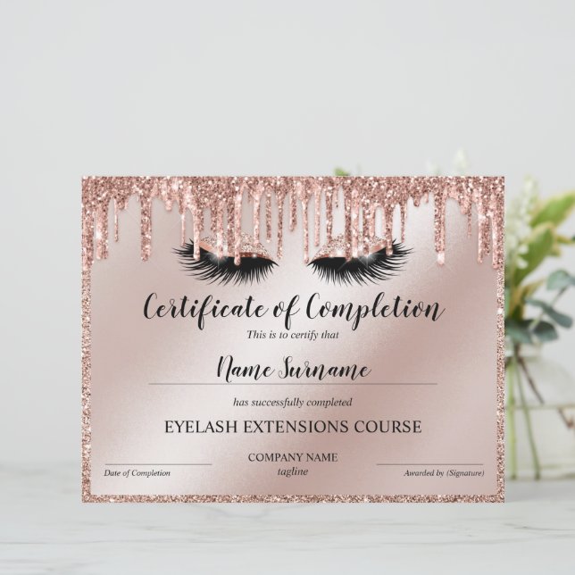 Certificate of Completion Award lashes Course (Standing Front)