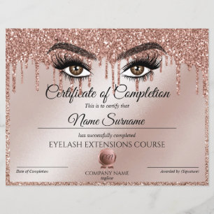Certificate of Completion Award lashes Course
