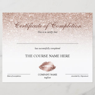 Certificate of Completion Award lips make up