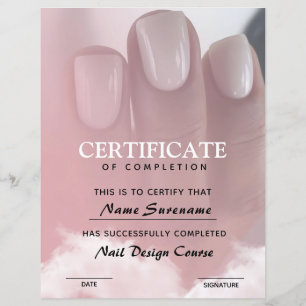 Certificate of Completion Award Nail Course