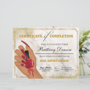 Certificate of Completion Award Nail Technician