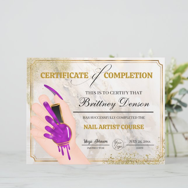 Certificate of Completion Award Nail Technician (Standing Front)