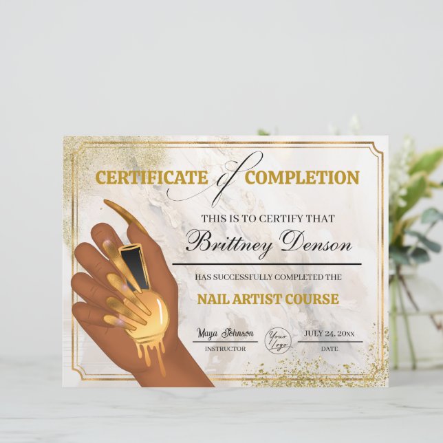Certificate of Completion Award Nail Technician (Standing Front)