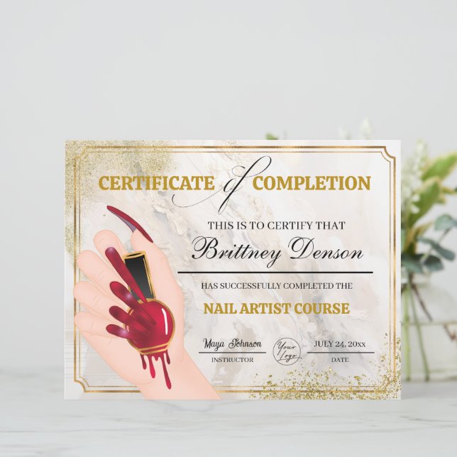 Certificate of Completion Award Nail Technician (Standing Front)