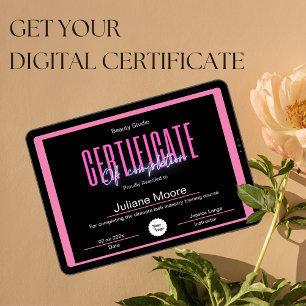 Certificate Of Completion Awards Pink And Black Poster