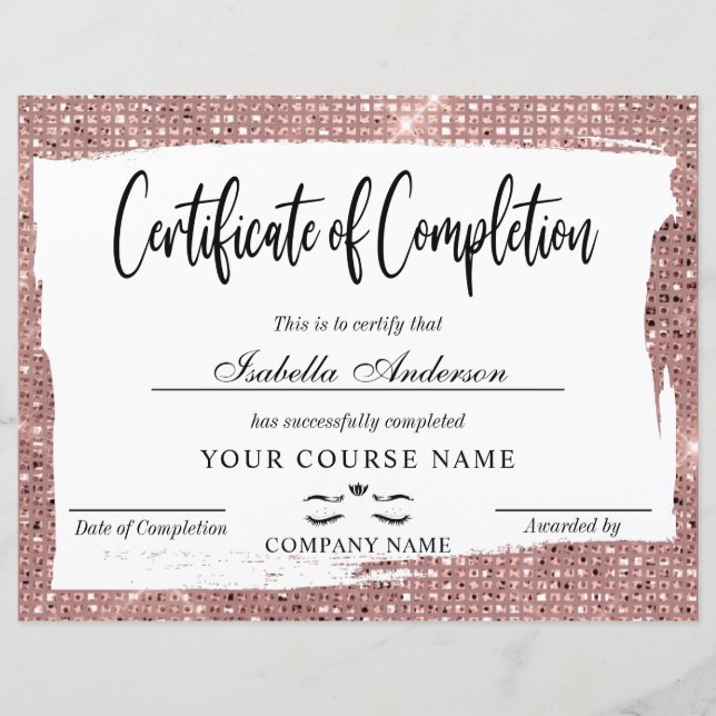 Certificate Of Completion Beauty Award (Front)