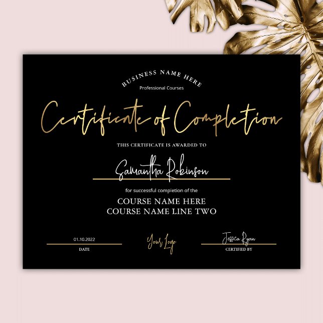 Certificate of Completion Black Gold Beauty Award (Creator Uploaded)