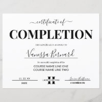 Certificate Of Completion Course Award Monogram 