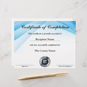 Certificate of Completion Customisable Award