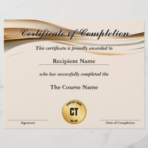 Certificate of Completion Customisable Award