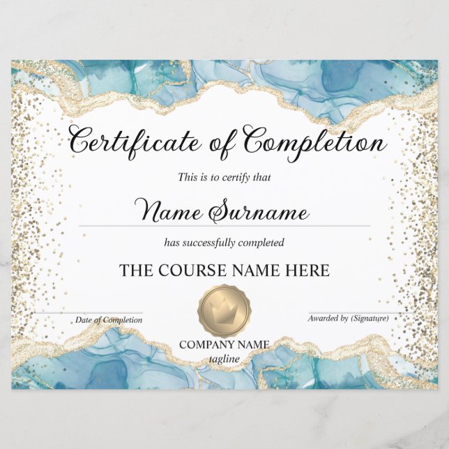 Certificate of Completion Diploma Achievement (Front)