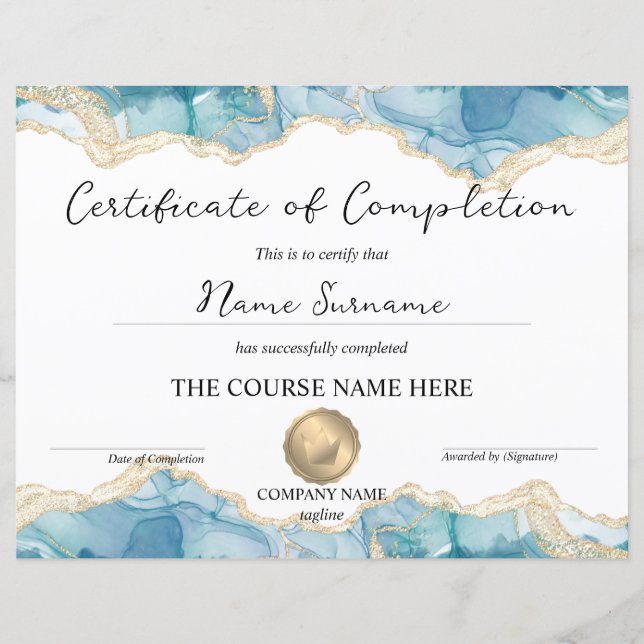 Certificate of Completion Diploma Achievement (Front)