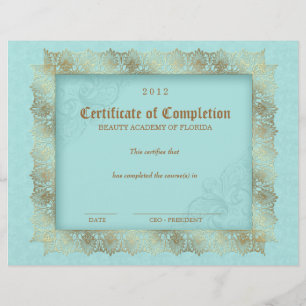 Certificate of Completion Diploma Beauty Blue 2