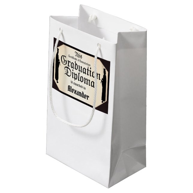 Certificate of Completion Graduation Small Gift Bag (Back Angled)