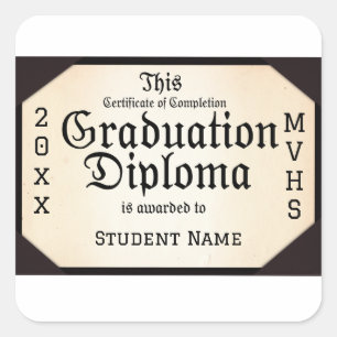 Certificate of Completion Graduation Square Sticker