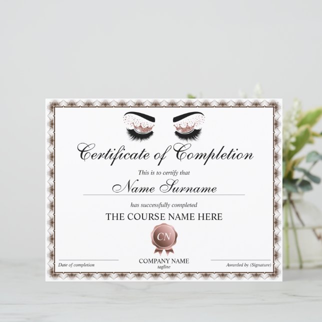 Certificate of Completion Lashes Course Completion (Standing Front)