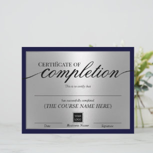Certificate of Completion Navy & Silver Award