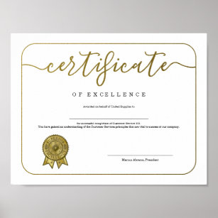 Certificate of Excellence Appreciation Recognition Poster