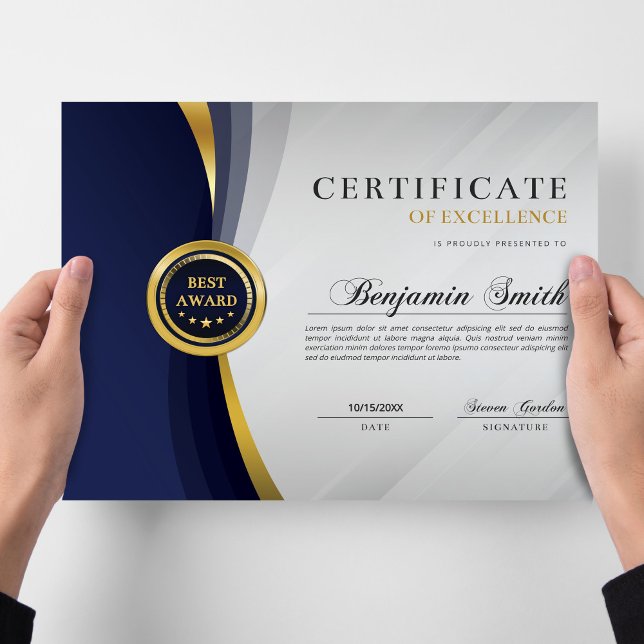 Certificate of Excellence Blue & Gold Award (Creator Uploaded)