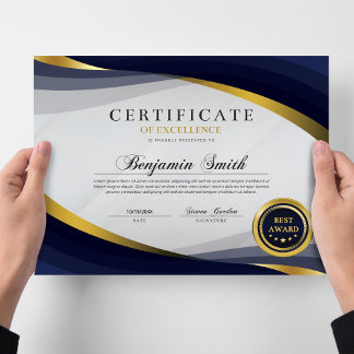 Certificate of Excellence Blue & Gold Award