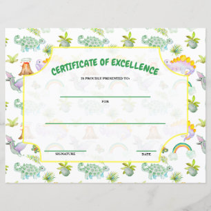 Certificate of Excellence Dinosaurs Themed