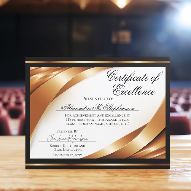 Certificate of Excellence Gold Black Ribbons (gold certificate of excellence)