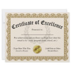 Certificate of Excellence Gold Customisable 8.5x11