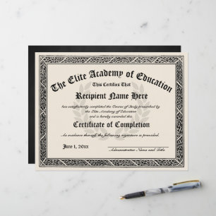 Certificate of Graduation Completion Diploma Award