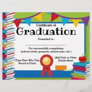 Certificate of Graduation Customisable Kids 8.5x11
