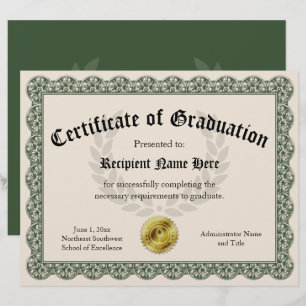 Certificate of Graduation Green Custom 8.5x11