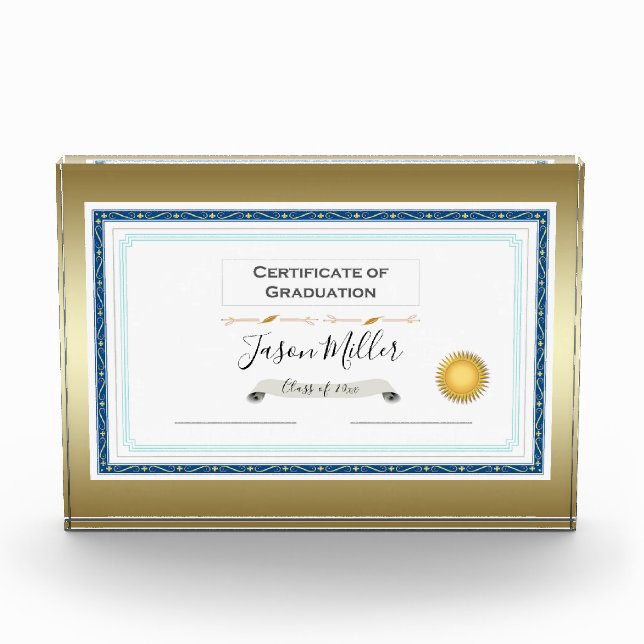Certificate of Graduation Photo Block (Front)