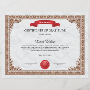Certificate of Gratitude