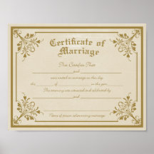 Certificate of Marriage Art Print