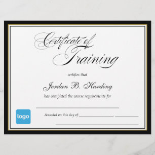 Certificate of Training Award  - Add Logo
