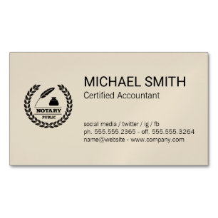 Certificate   Public Notary Logo Magnetic Business Card
