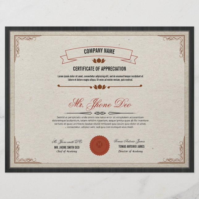 Certificate Template Flyer (Front)