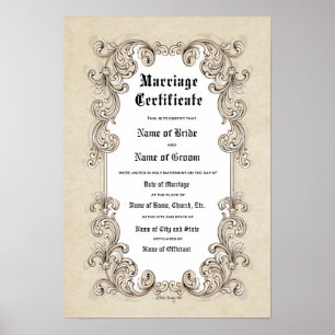 Certificate Wedding-Marriage-(Ornamental Keepsake) Poster