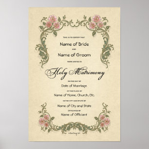 Certificate Wedding-Marriage-(Ornamental Keepsake) Poster