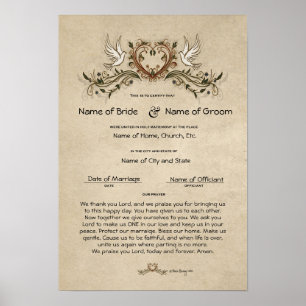 Certificate Wedding-Marriage-(Ornamental Keepsake) Poster