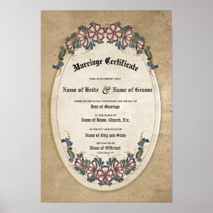 Certificate Wedding-Marriage:(Ornamental Keepsake) Poster
