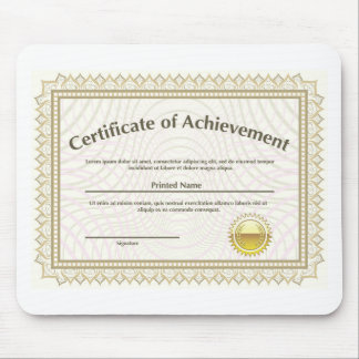 Certificate with golden seal mouse mat