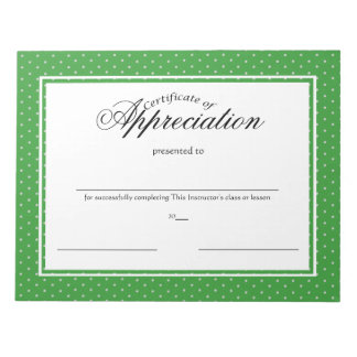 Certificates of Appreciation Notepad